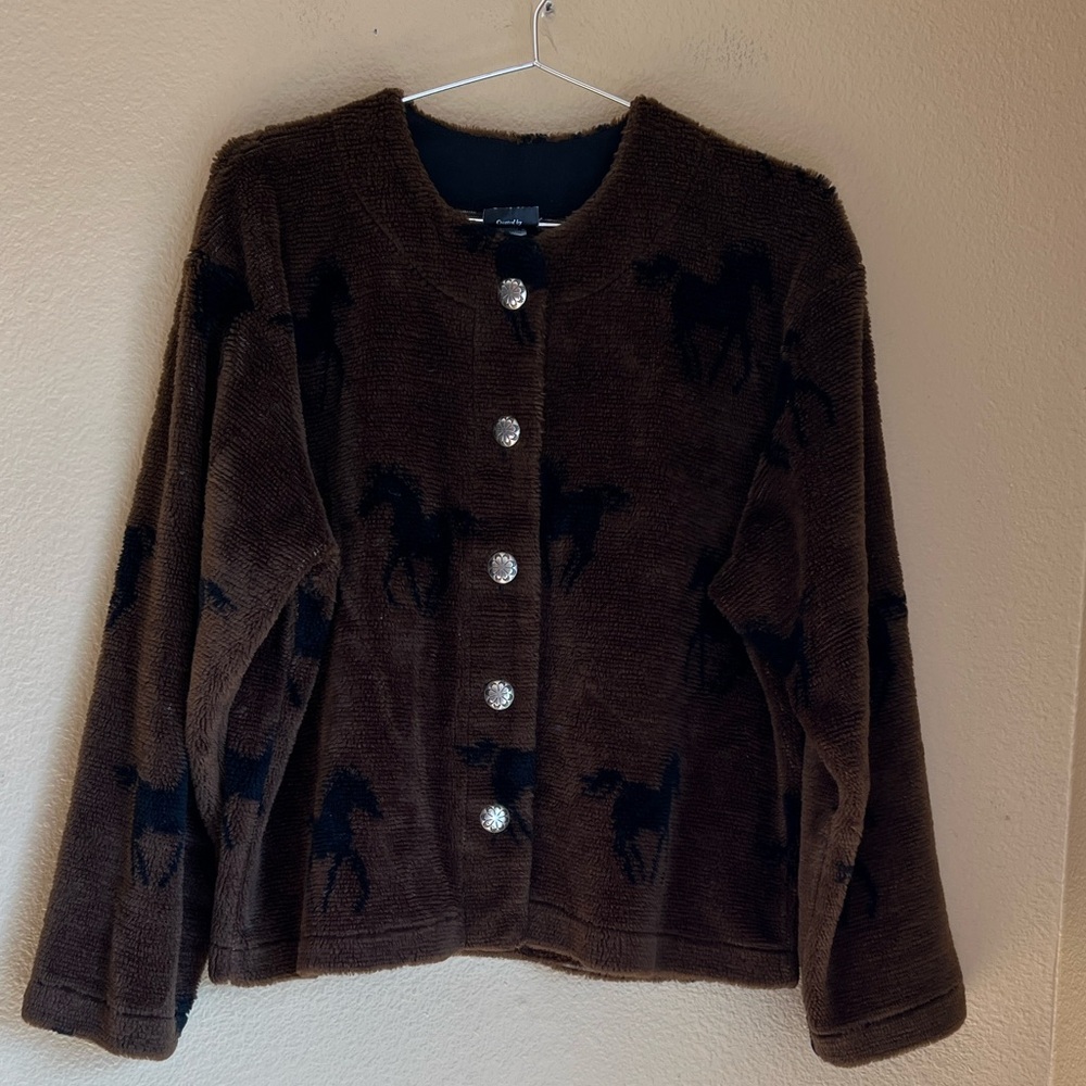 EUC Windhorse Vintage Fleece Horse Print Jacket M USA